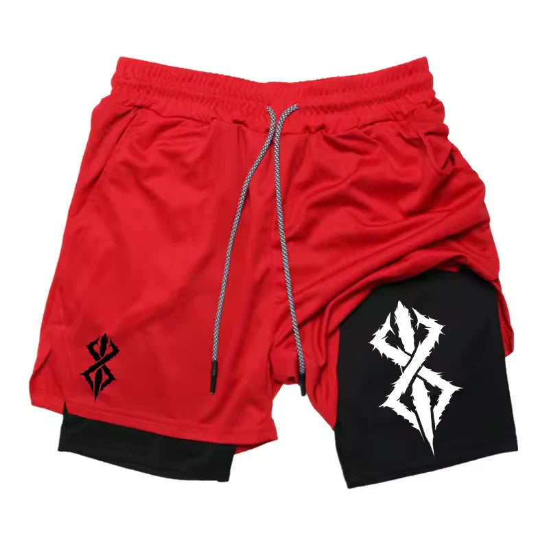 Berserk Gym Shorts | Two‑Layer Anime Gym Shorts | Breathable Performance Shorts