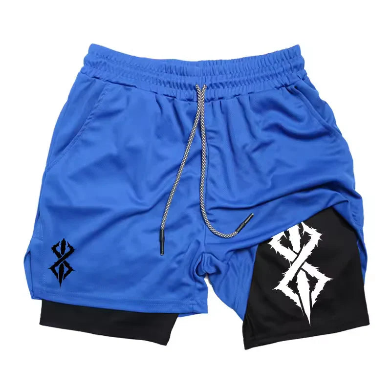 Berserk Gym Shorts | Two‑Layer Anime Gym Shorts | Breathable Performance Shorts