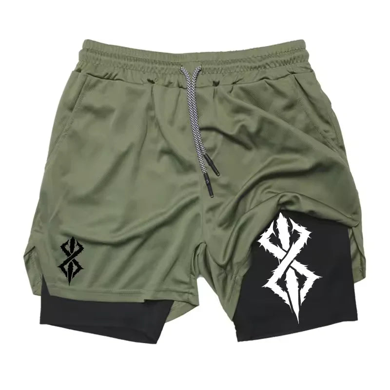 Berserk Gym Shorts | Two‑Layer Anime Gym Shorts | Breathable Performance Shorts