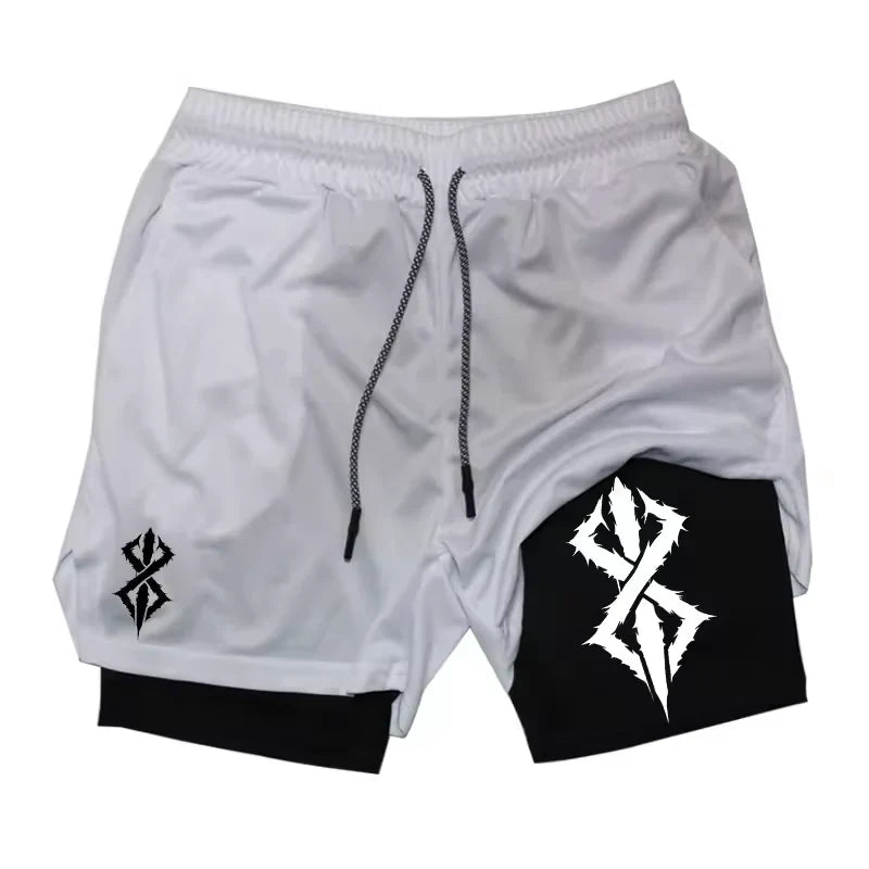 Berserk Gym Shorts | Two‑Layer Anime Gym Shorts | Breathable Performance Shorts