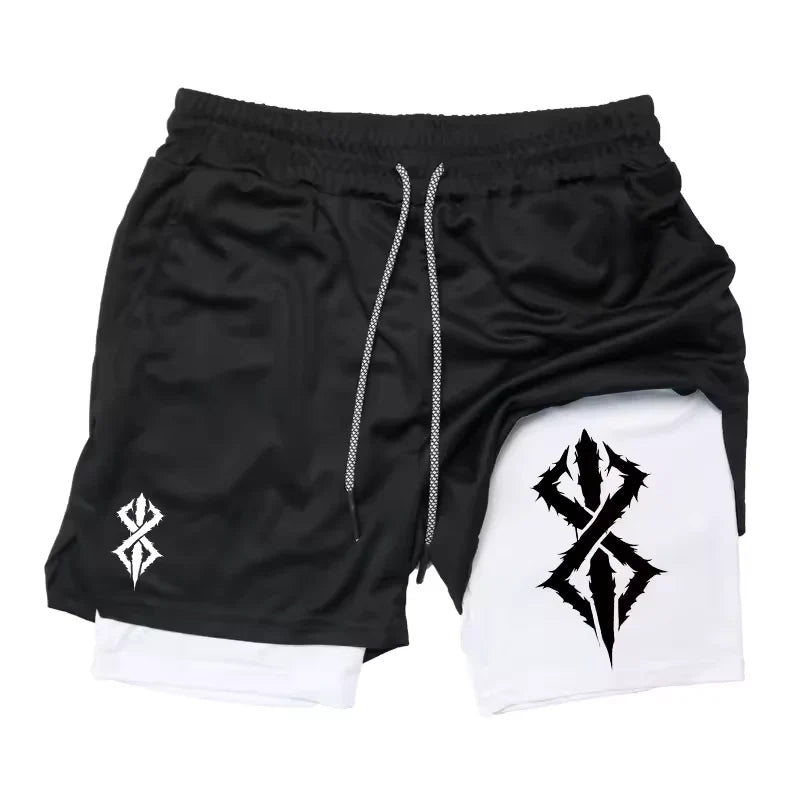 Berserk Gym Shorts | Two‑Layer Anime Gym Shorts | Breathable Performance Shorts