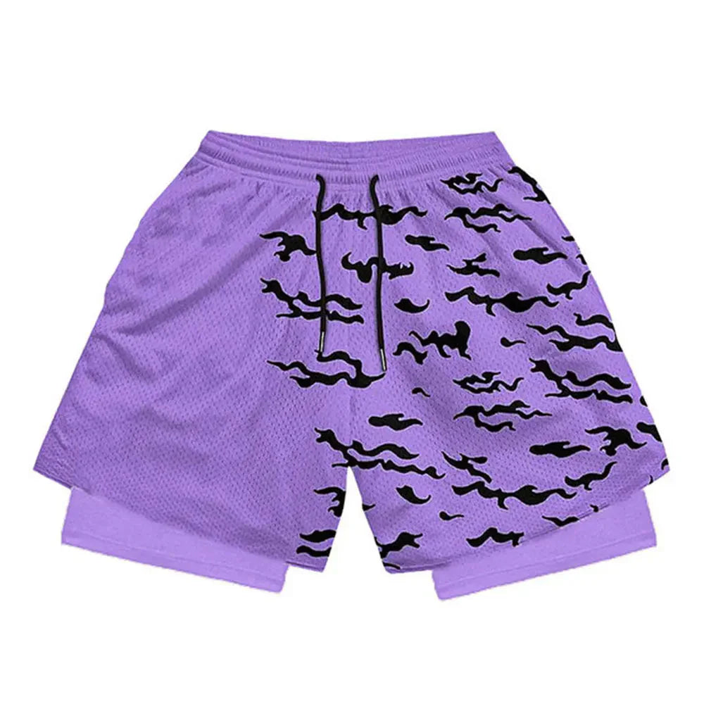 Akatsuki Gym Shorts | Naruto-Inspired Performance Shorts | Breathable Two-Layer Workout Gear