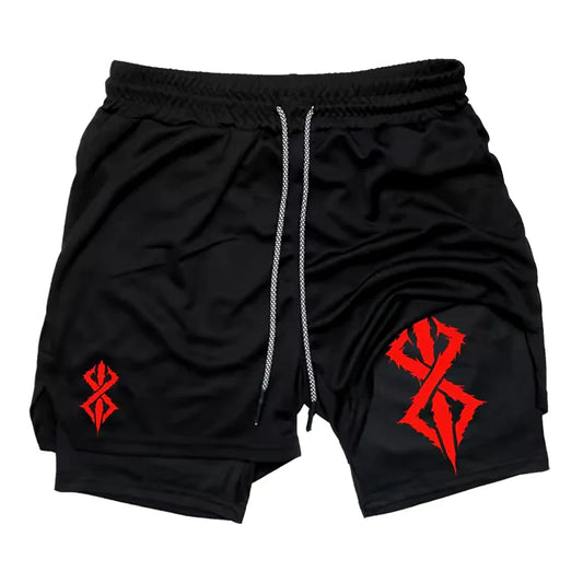Berserk Gym Shorts | Two‑Layer Anime Gym Shorts | Breathable Performance Shorts