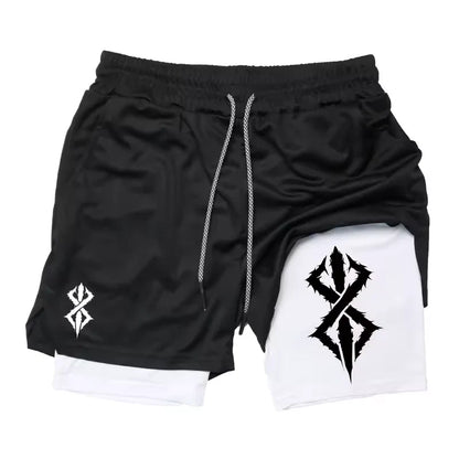 Berserk Gym Shorts | Two‑Layer Anime Gym Shorts | Breathable Performance Shorts