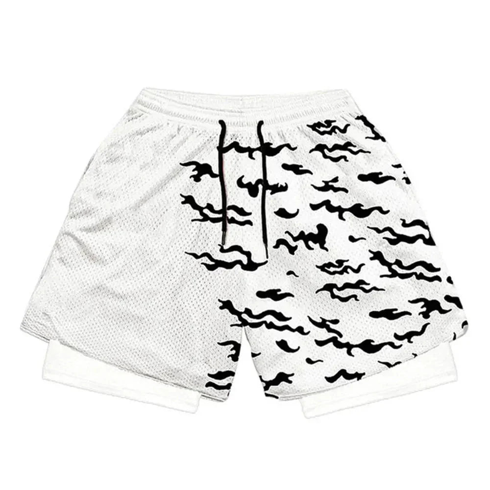 Akatsuki Gym Shorts | Naruto-Inspired Performance Shorts | Breathable Two-Layer Workout Gear