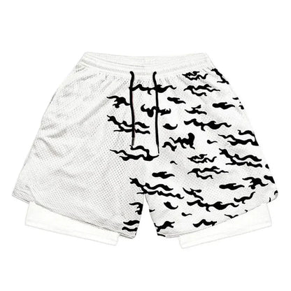 Akatsuki Gym Shorts | Naruto-Inspired Performance Shorts | Breathable Two-Layer Workout Gear