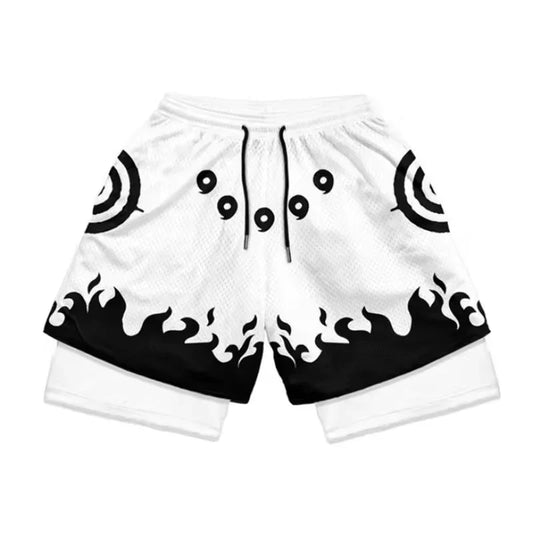 Six Paths Gym Shorts | Naruto Anime Gym Shorts | Breathable Two-Layer Workout Shorts