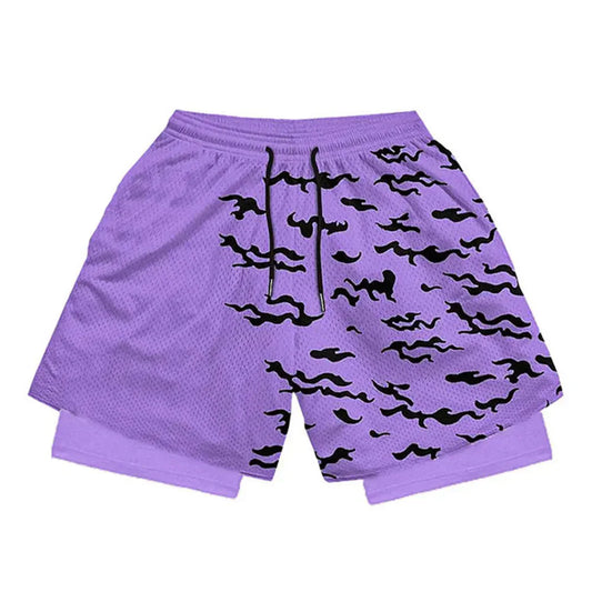 Akatsuki Gym Shorts | Naruto-Inspired Performance Shorts | Breathable Two-Layer Workout Gear